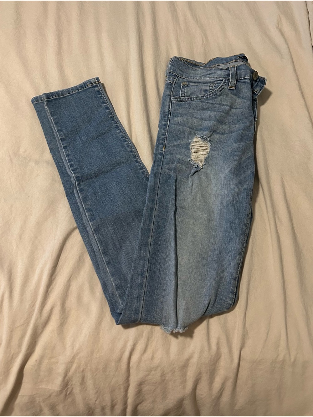 Flying Monkey Light Blue Distressed Skinny Jeans